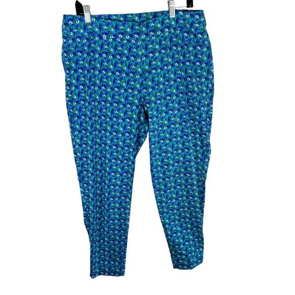Soft Surroundings Blue Floral High Rise Pants Large - Picture 2 of 7